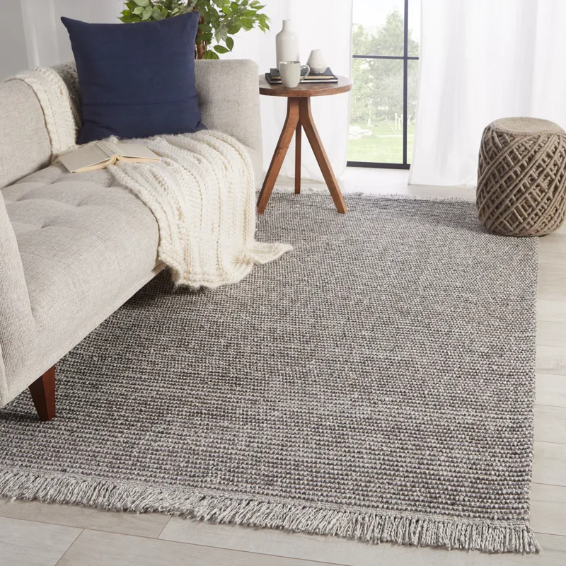 Breathe Easy Caraway Handwoven Solid Gray/ Cream Area Rug (9'X12')