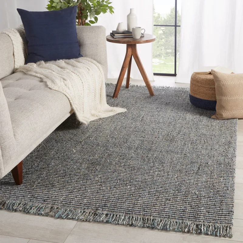 Breathe Easy Caraway Handwoven Solid Gray/ Blue Area Rug (9'X12')