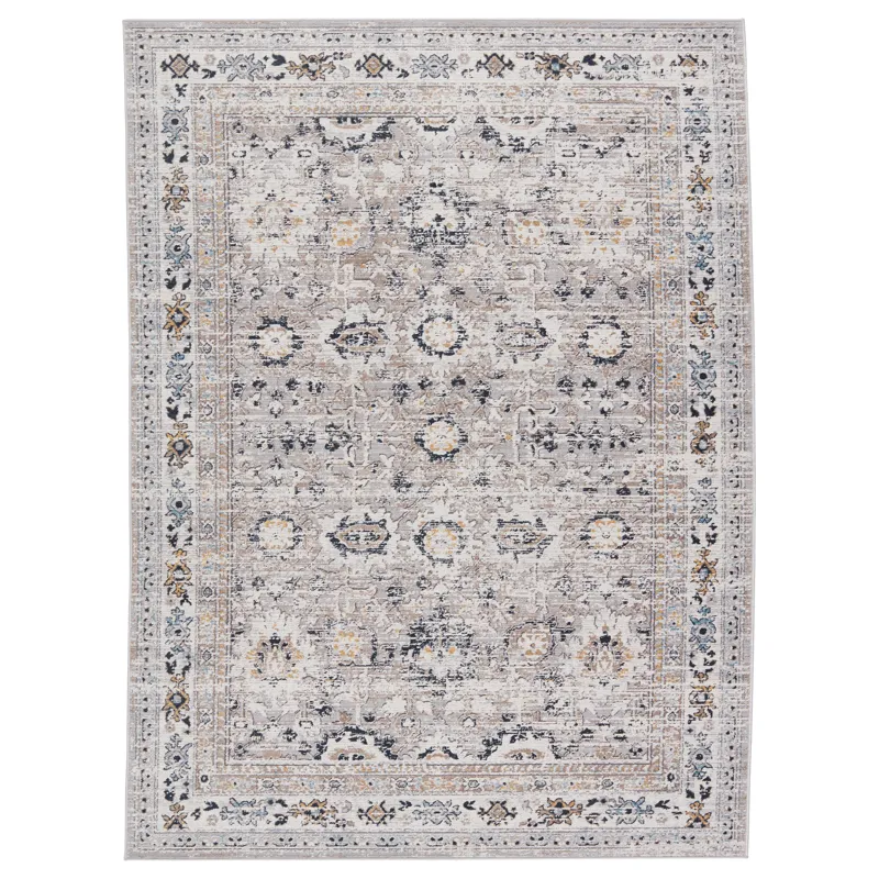 Byzantine Vibe by  Herena Oriental Gray/ Dark Blue Area Rug (9'6"X13')