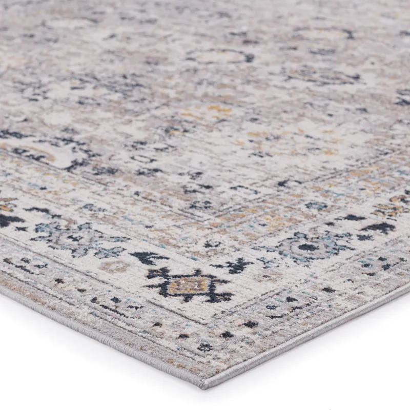 Byzantine Vibe by  Herena Oriental Gray/ Dark Blue Area Rug (9'6"X13')