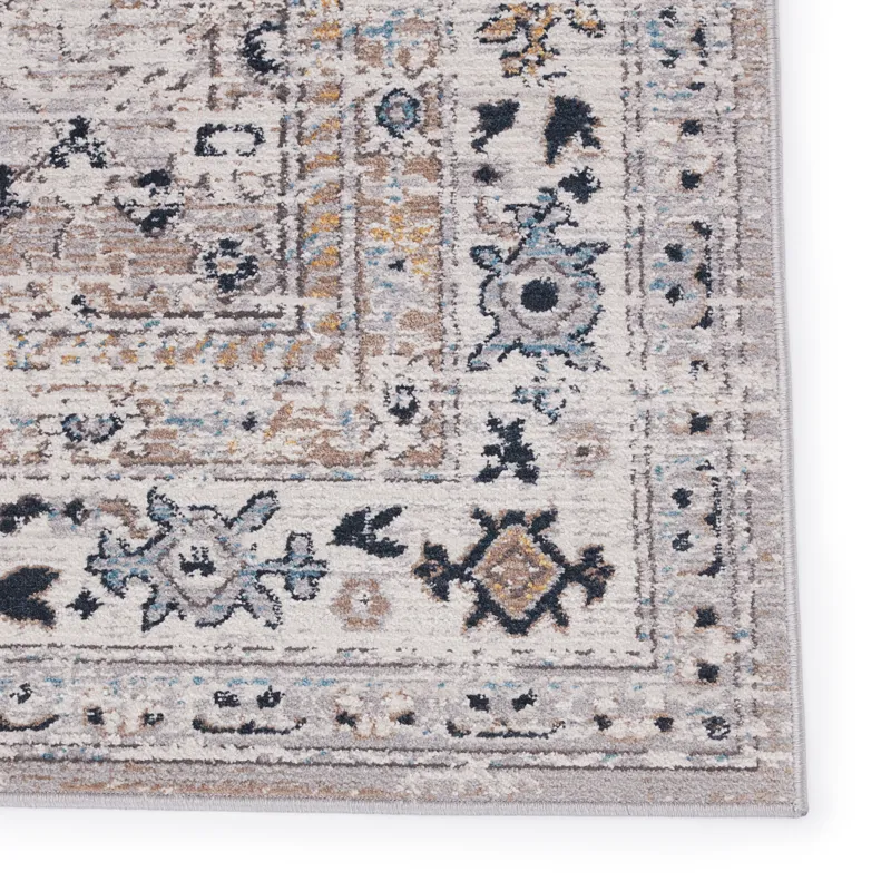 Byzantine Vibe by  Herena Oriental Gray/ Dark Blue Area Rug (9'6"X13')