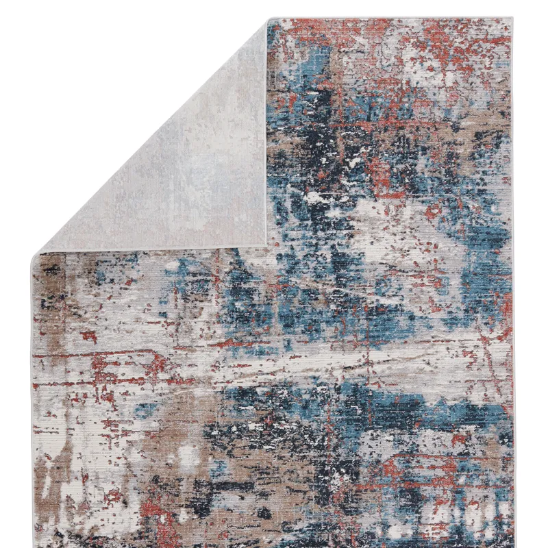 Byzantine Vibe by  Casiane Abstract Red/ Blue Runner Rug (2'6"X8')