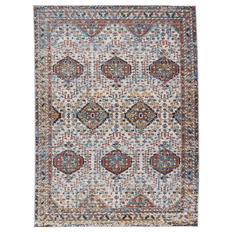 Byzantine Vibe by  Gordiana Medallion Multicolor/ White Area Rug (8'X10')