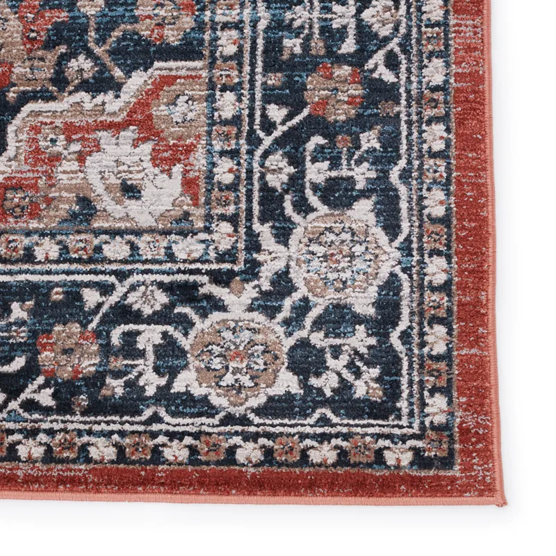 Byzantine Vibe by  Palama Medallion Blue/ Red Area Rug (9'6"X13')