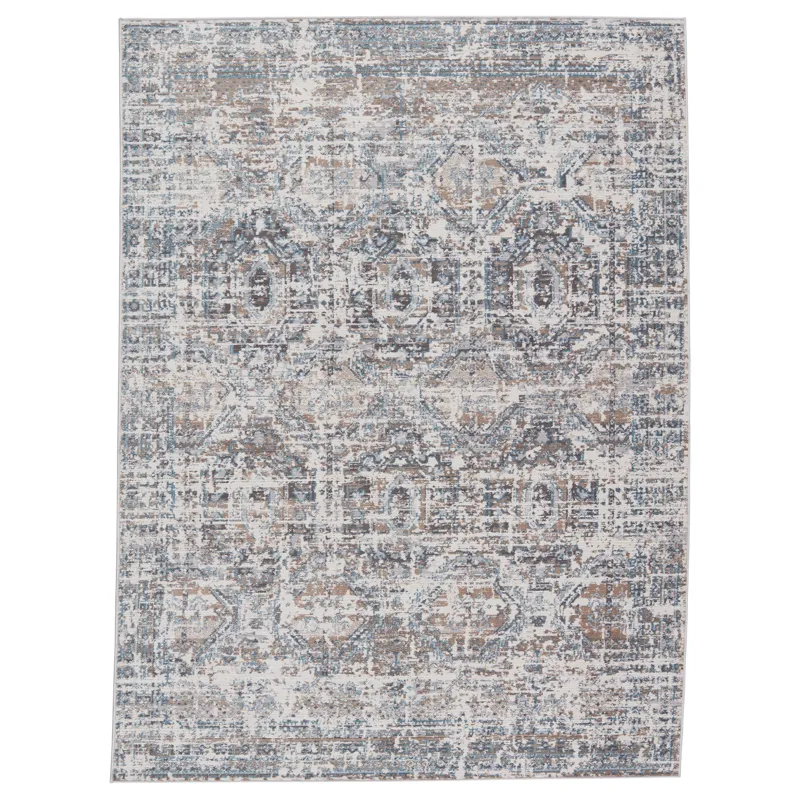 Byzantine Vibe by  Anastasia Medallion Gray/ Blue Area Rug (9'6"X13')