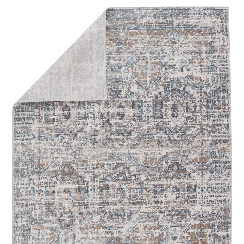 Byzantine Vibe by  Anastasia Medallion Gray/ Blue Area Rug (9'6"X13')