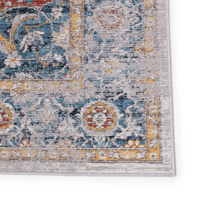 Byzantine Vibe by  Syagria Medallion Blue/ Red Runner Rug (2'6"X8')