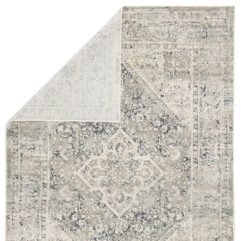 Caicos Kiev Medallion Gray/ Ivory Area Rug (8'10"X12')