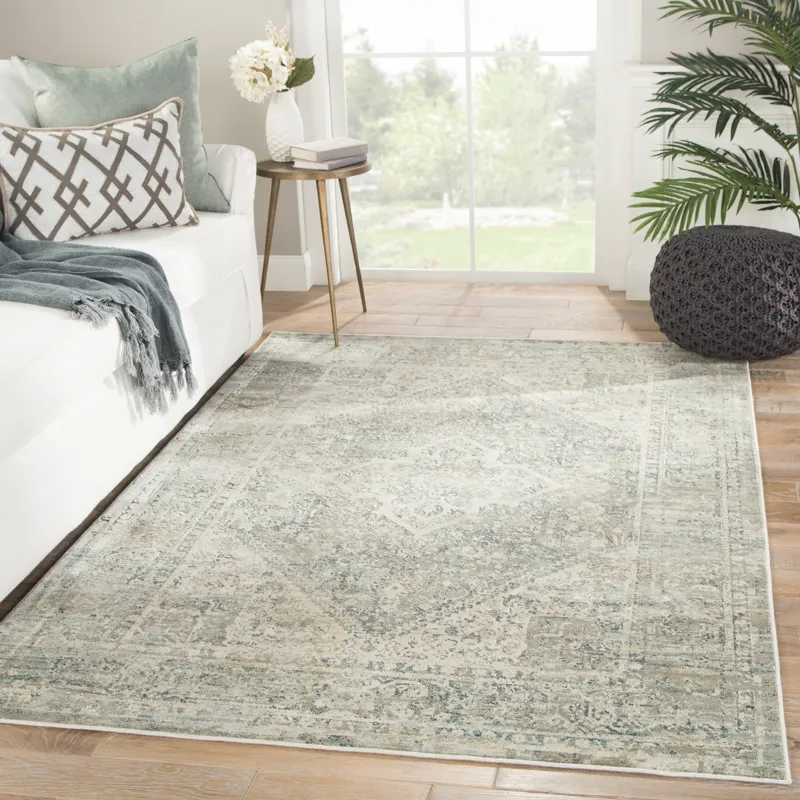 Caicos Kiev Medallion Gray/ Ivory Area Rug (8'10"X12')