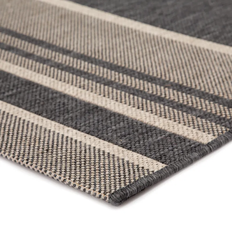 Catamaran Pilot Indoor/ Outdoor Stripe Gray/ Beige Area Rug (7'10"X10'10")