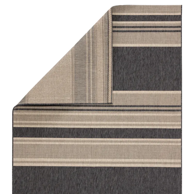 Catamaran Pilot Indoor/ Outdoor Stripe Gray/ Beige Area Rug (7'10"X10'10")