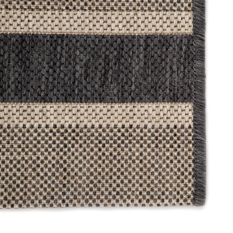 Catamaran Pilot Indoor/ Outdoor Stripe Gray/ Beige Area Rug (7'10"X10'10")
