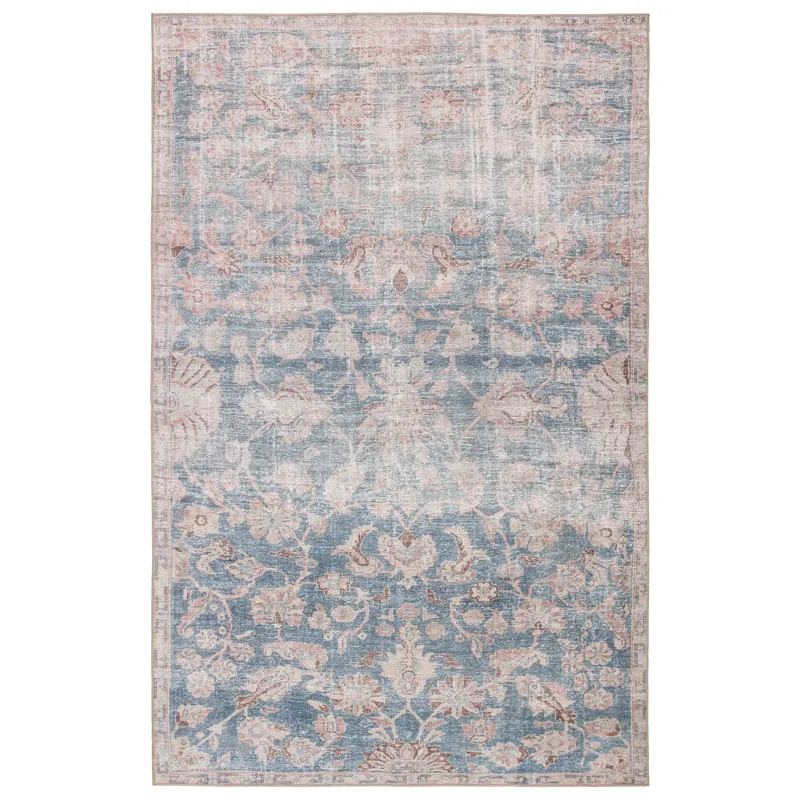 Chateau Bardia Indoor/ Outdoor Oriental Blue/ Light Pink Area Rug (8'X10')