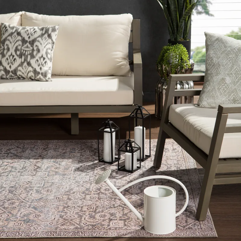 Chateau Atkins Indoor/ Outdoor Trellis Peach/ Blue Area Rug (8'X10')