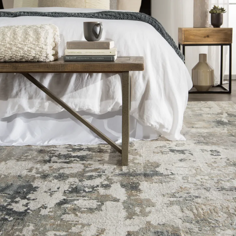 Cirque Lynne Abstract White/ Gray Area Rug (10'X14')