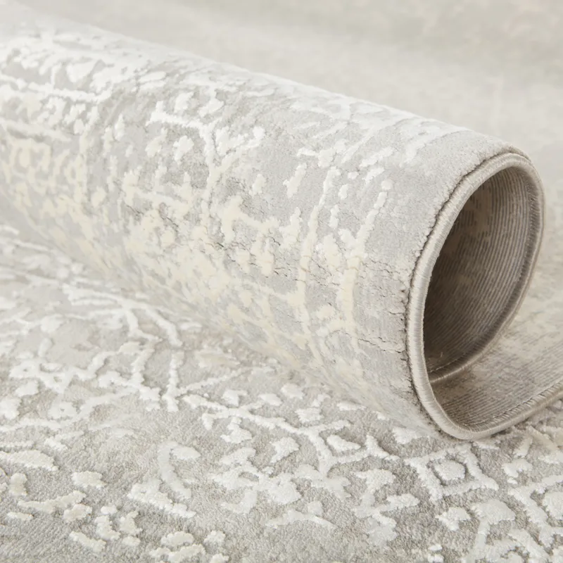 Cirque Lianna Abstract Gray/ White Runner Rug (3'X12')