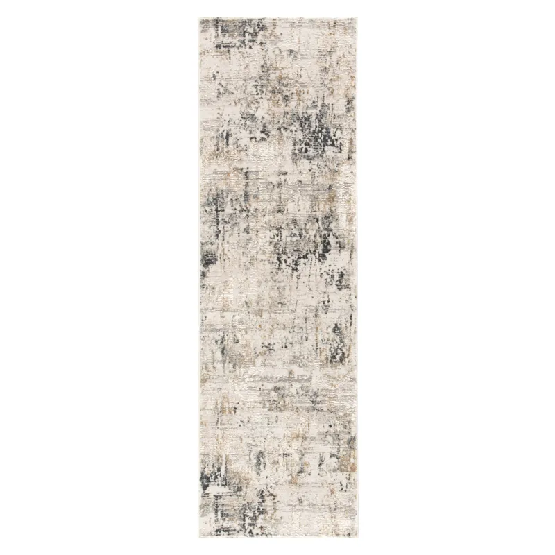 Cirque Cassia Abstract Gray/ Gold Runner Rug (2'6"X8')