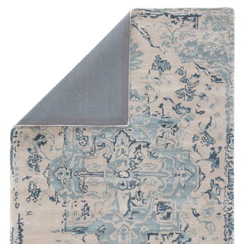 Citrine Sasha Handmade Medallion Beige/ Dark Blue Area Rug (2'X3')