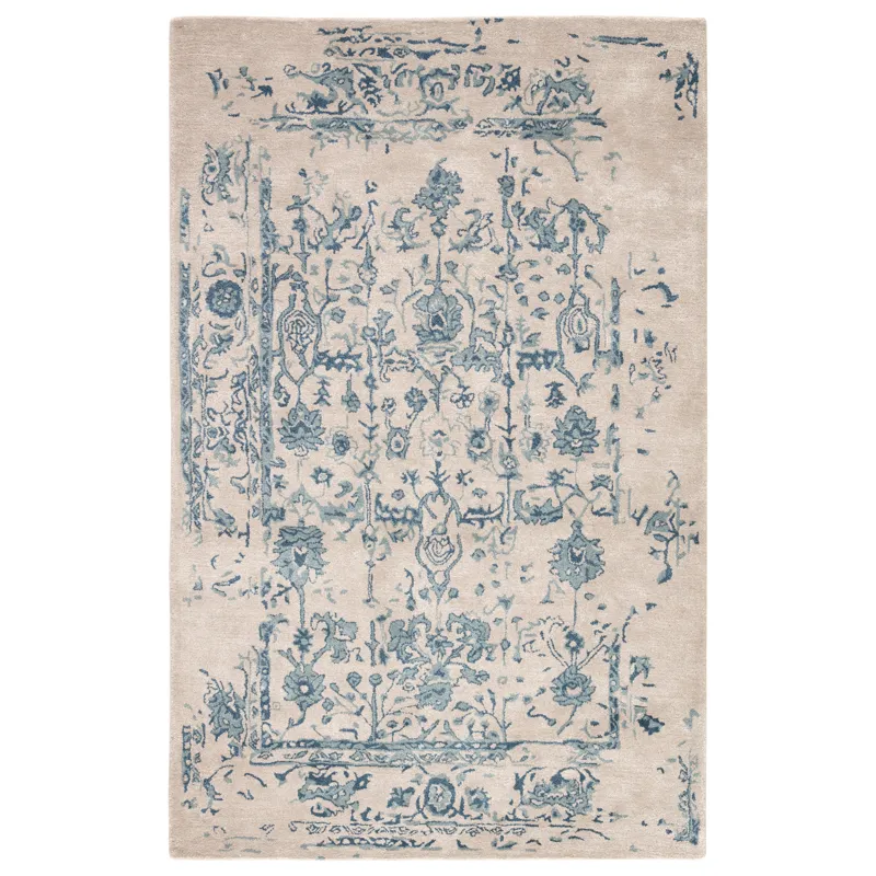 Citrine Margate Handmade Oriental Light Gray/ Blue Area Rug (5'X8')