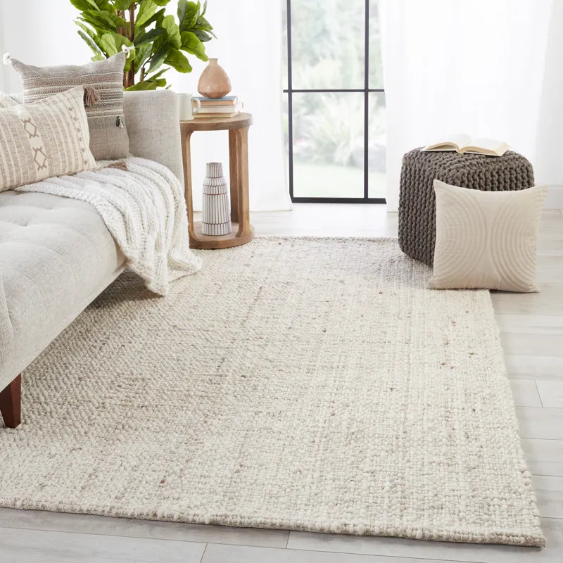 Cambridge Season Handmade Solid Cream/ Tan Area Rug (5'X8')