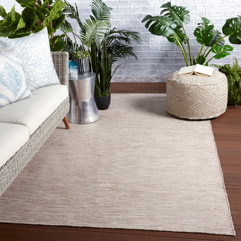 Carmel Sunridge Indoor/ Outdoor Solid Light Taupe Area Rug (2'X3')