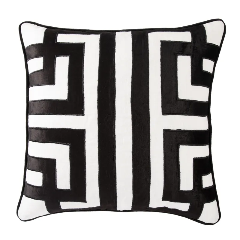 Cosmic By Nikki Chu Nikki Chu by  Ordella White/ Black Geometric Down Throw Pillow 22 inch