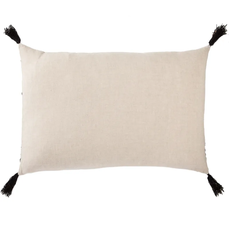 Cosmic By Nikki Chu Nikki Chu by  Fala Cream/ Black Geometric Poly Throw Pillow 16X24 inch