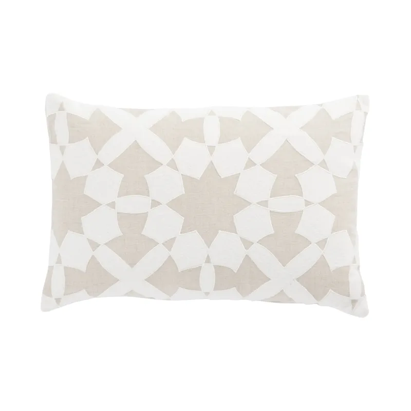 Cosmic By Nikki Chu Nikki Chu by  Casino Beige/ Ivory Geometric Down Throw Pillow 16X24 inch