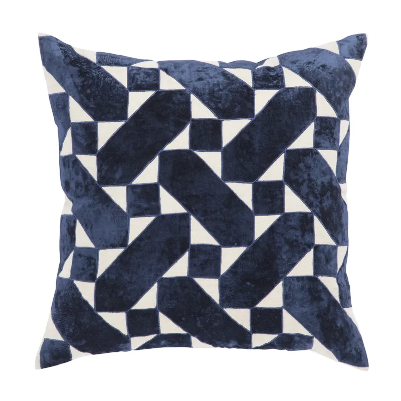 Cosmic By Nikki Chu Nikki Chu by  Danceteria Blue/ Ivory Geometric  Poly Throw Pillow 22 inch