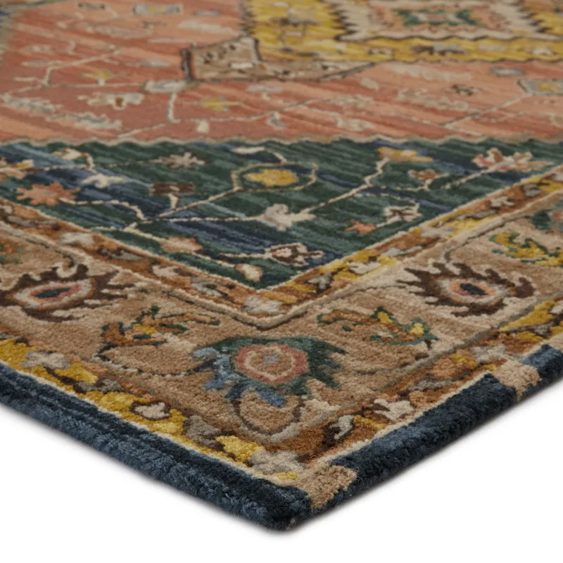 Cardamom Vibe by  Seraphina Handmade Medallion Pink/ Yellow Area Rug (8'X10')
