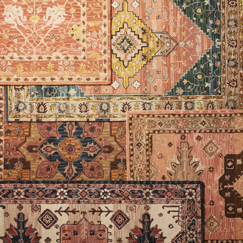Cardamom Vibe by  Seraphina Handmade Medallion Pink/ Yellow Area Rug (8'X10')