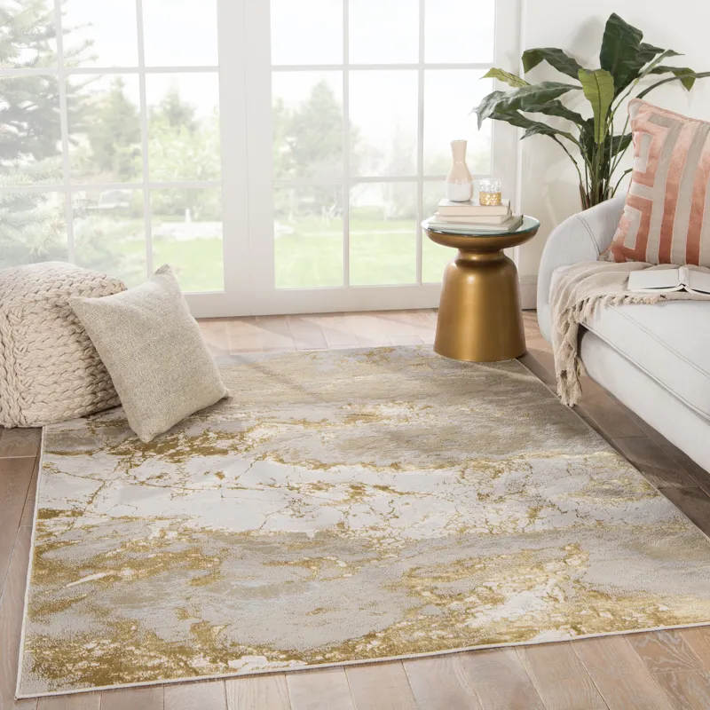 Catalyst Cisco Abstract Gray/ Gold Area Rug (7'10"X10'6")