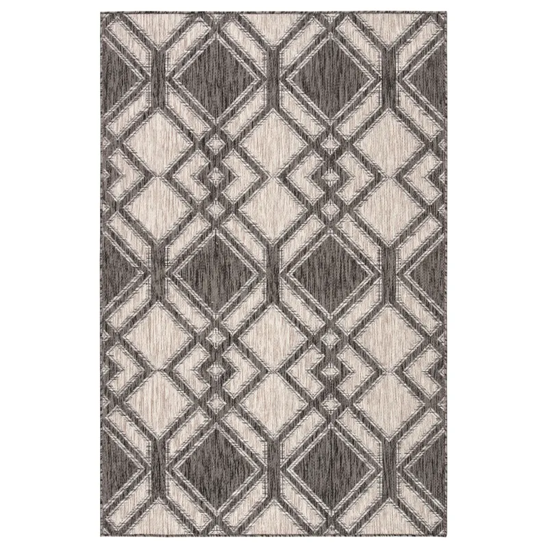Decora by Nikki Chu Nikki Chu by  Samba Indoor/ Outdoor Trellis Black/ Ivory Area Rug (5'3"X7'6")