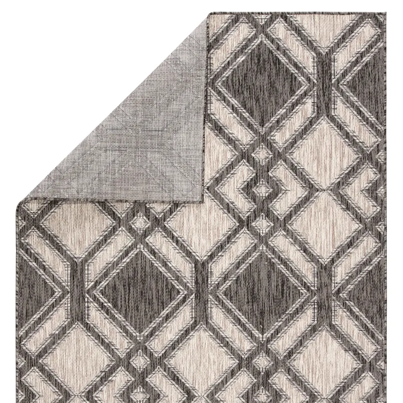 Decora by Nikki Chu Nikki Chu by  Samba Indoor/ Outdoor Trellis Black/ Ivory Area Rug (5'3"X7'6")