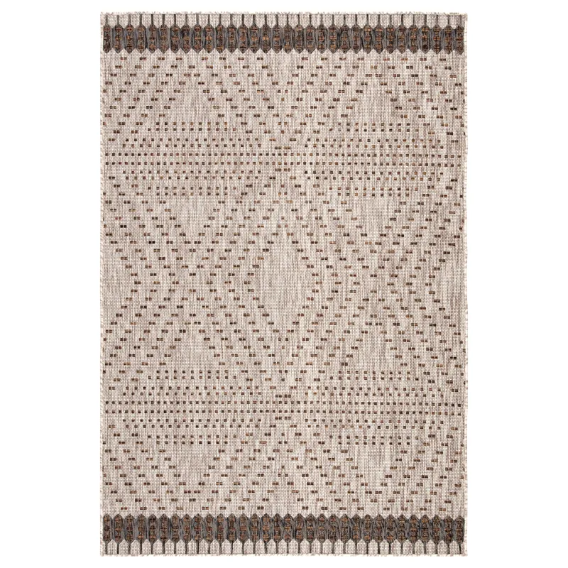 Decora by Nikki Chu Nikki Chu by  Tirana Indoor/ Outdoor Borders Gray/ Brown Area Rug (5'3"X7'6")