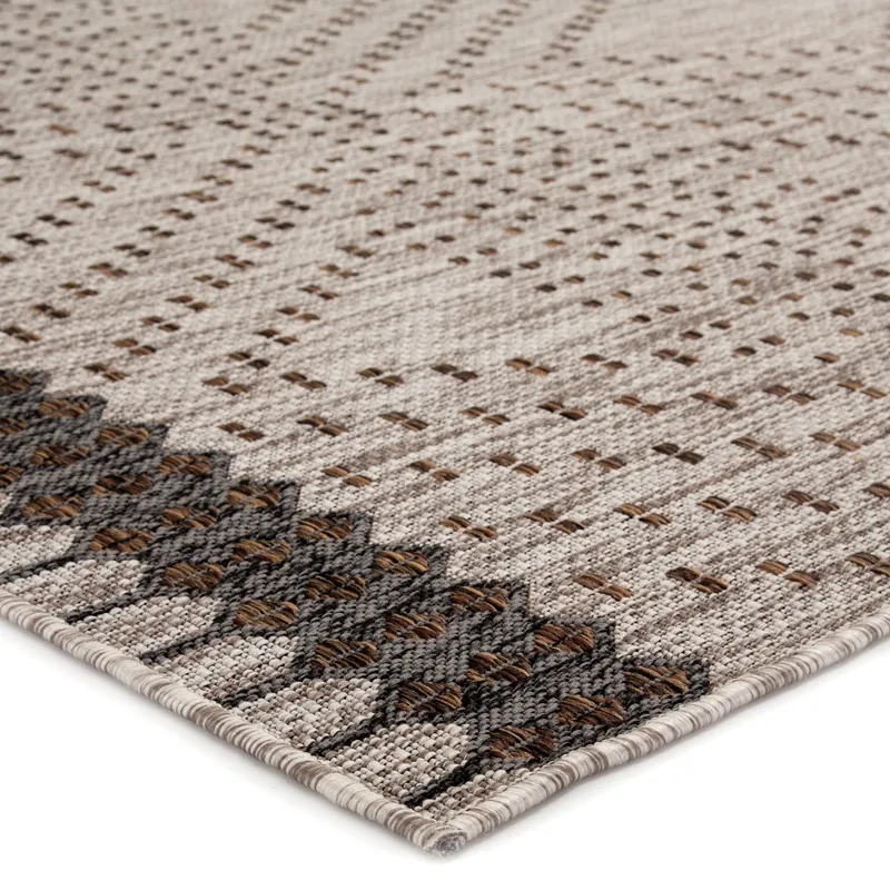 Decora by Nikki Chu Nikki Chu by  Tirana Indoor/ Outdoor Borders Gray/ Brown Area Rug (5'3"X7'6")