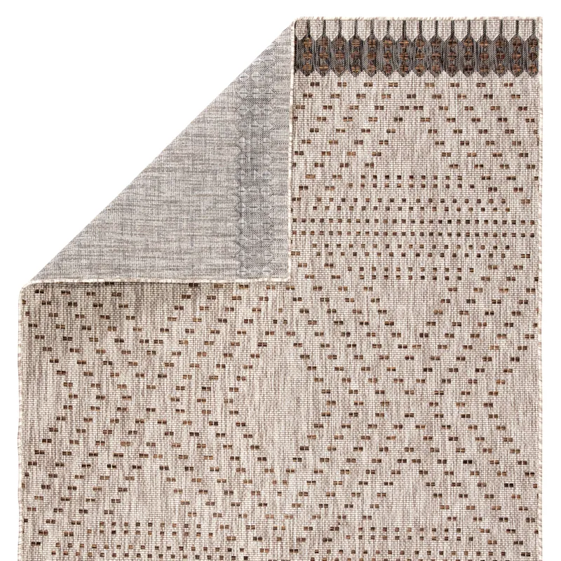 Decora by Nikki Chu Nikki Chu by  Tirana Indoor/ Outdoor Borders Gray/ Brown Area Rug (5'3"X7'6")