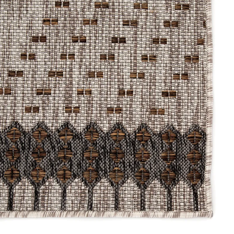 Decora by Nikki Chu Nikki Chu by  Tirana Indoor/ Outdoor Borders Gray/ Brown Area Rug (5'3"X7'6")