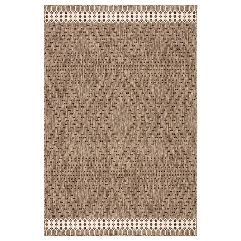 Decora by Nikki Chu Nikki Chu by  Tirana Indoor/ Outdoor Borders Gray/ Brown Area Rug (5'3"X7'6")