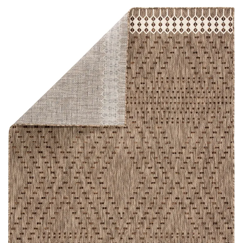 Decora by Nikki Chu Nikki Chu by  Tirana Indoor/ Outdoor Borders Gray/ Brown Area Rug (5'3"X7'6")
