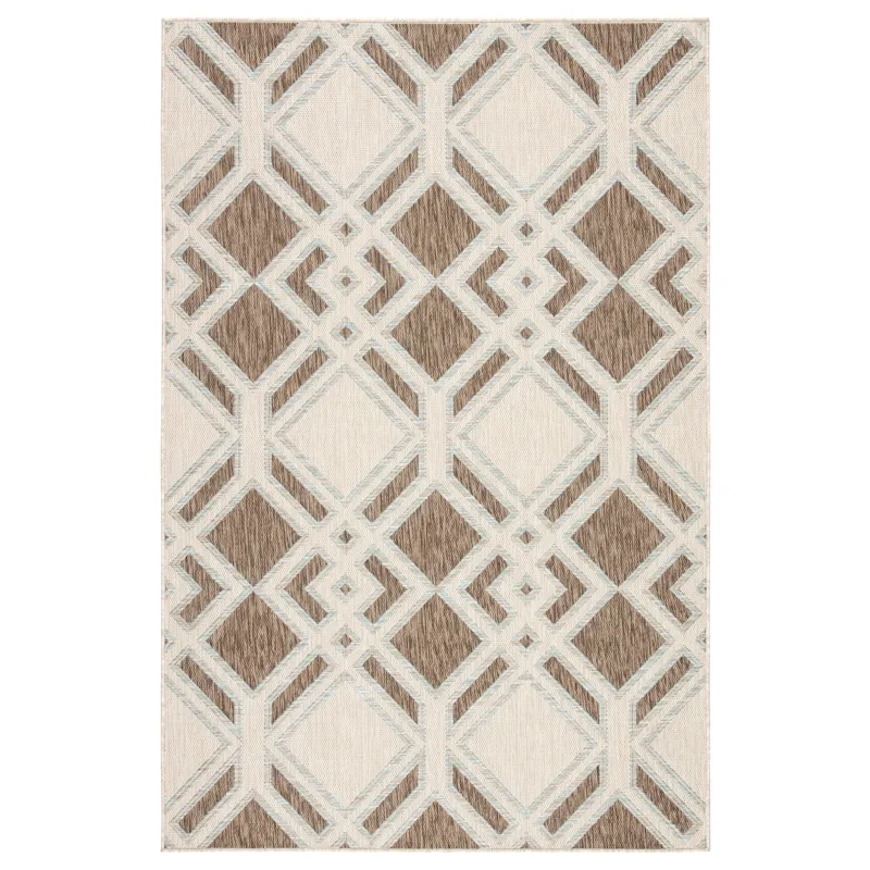 Decora by Nikki Chu Nikki Chu by  Samba Indoor/ Outdoor Trellis Brown/ Light Blue Area Rug (7'11"X10