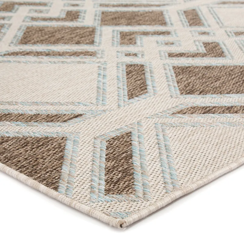 Decora by Nikki Chu Nikki Chu by  Samba Indoor/ Outdoor Trellis Brown/ Light Blue Area Rug (7'11"X10