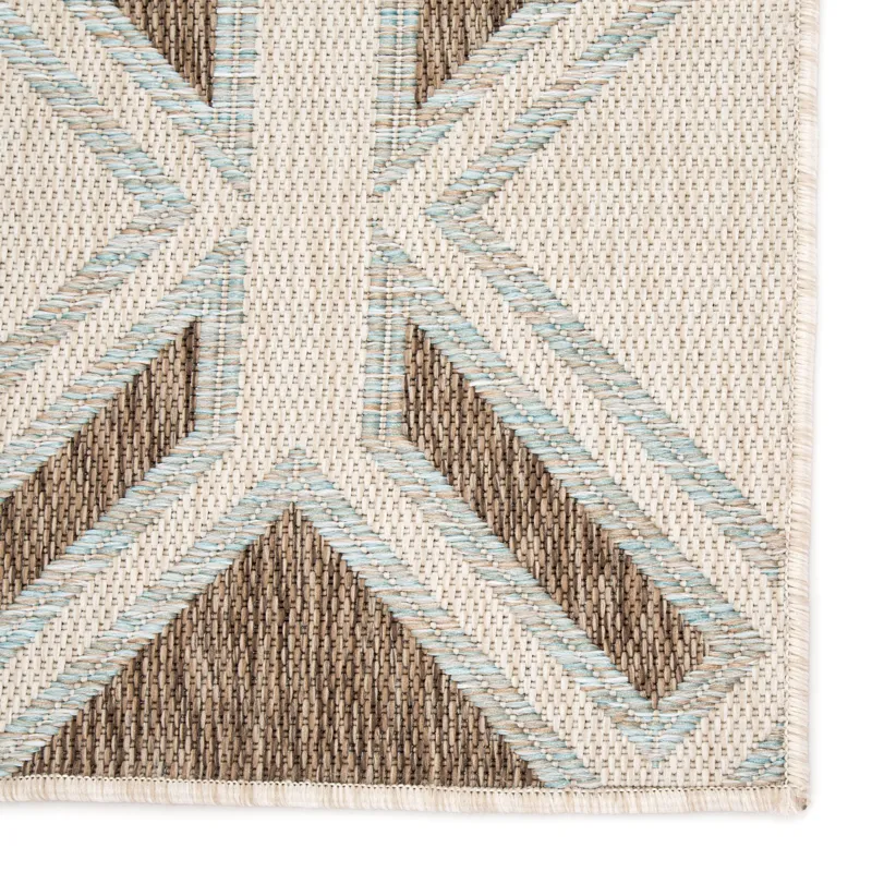 Decora by Nikki Chu Nikki Chu by  Samba Indoor/ Outdoor Trellis Brown/ Light Blue Area Rug (7'11"X10