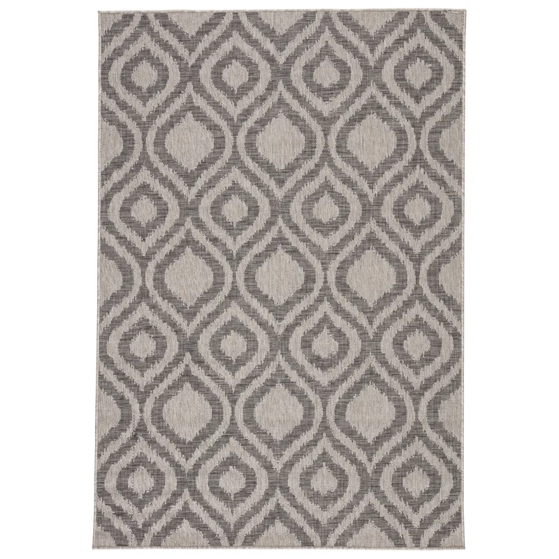 Decora by Nikki Chu Nikki Chu by  Idra Indoor/ Outdoor Trellis Gray Area Rug (5'3"X7'6")