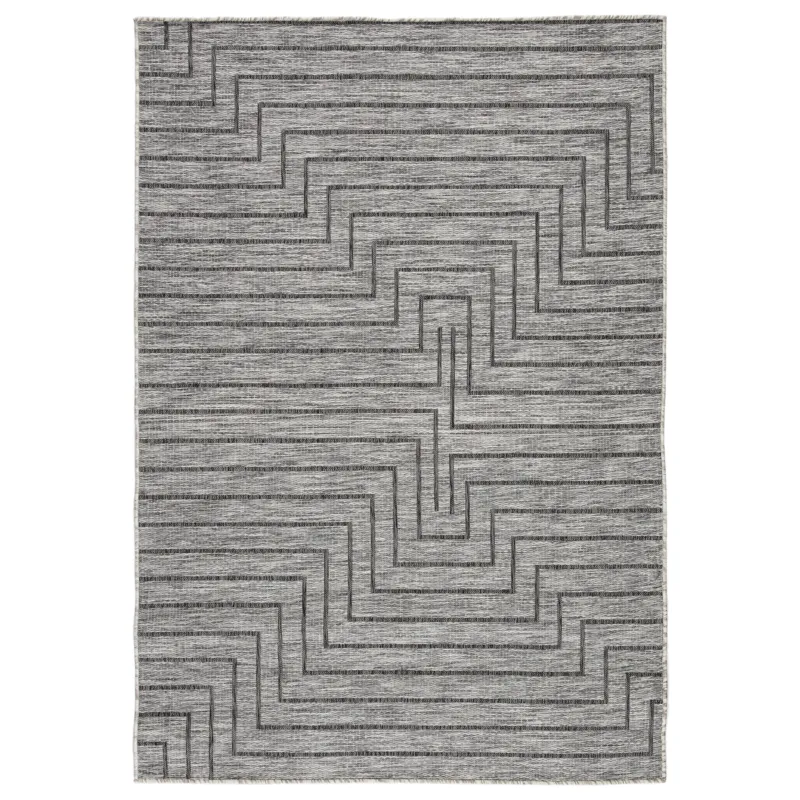 Decora by Nikki Chu Nikki Chu by  Xantho Indoor/ Outdoor Geometric Gray Area Rug (5'3"X7'6")