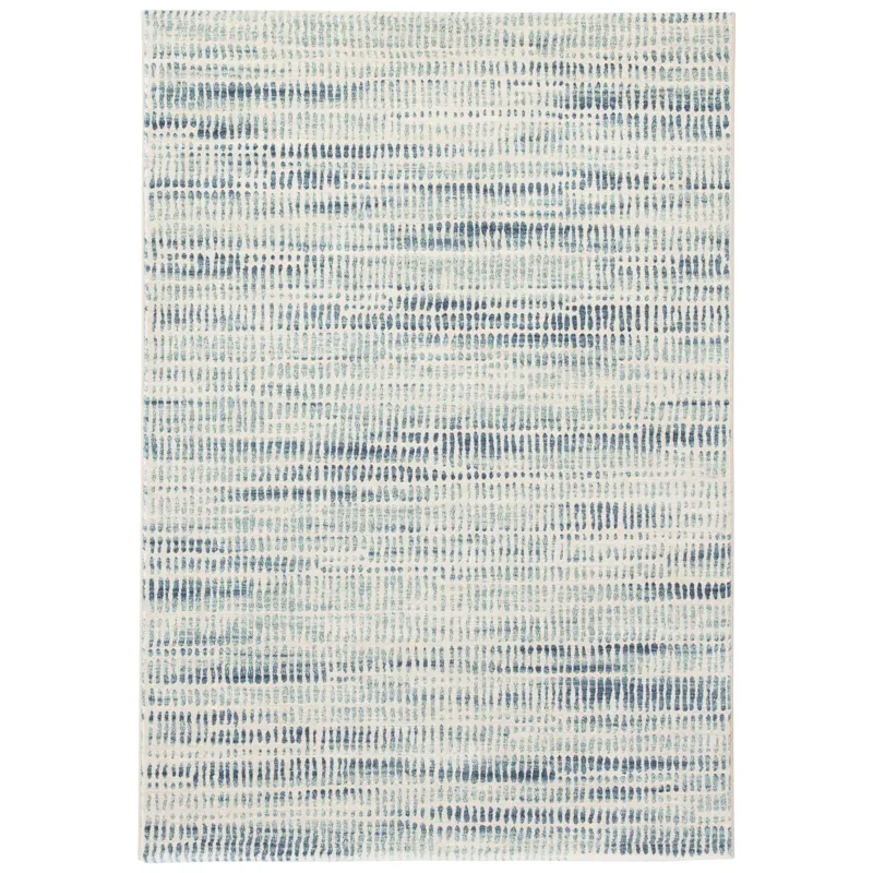 Dash Escape Abstract Blue/ White Area Rug (5'3"X7'6")