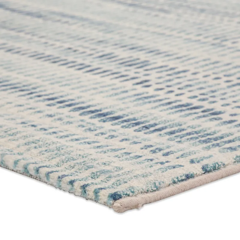 Dash Escape Abstract Blue/ White Area Rug (5'3"X7'6")