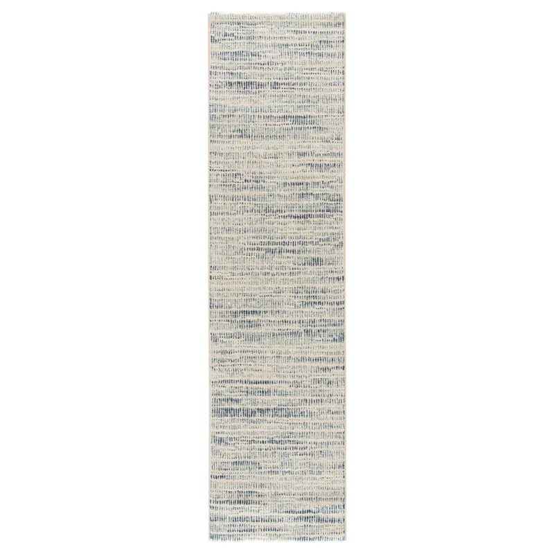 Dash Escape Abstract Blue/ White Runner Rug (2'7"X9'10")