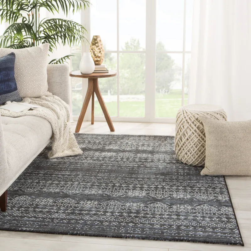 Dash Ardor Trellis Dark Blue/ Gray Area Rug (5'3"X7'6")