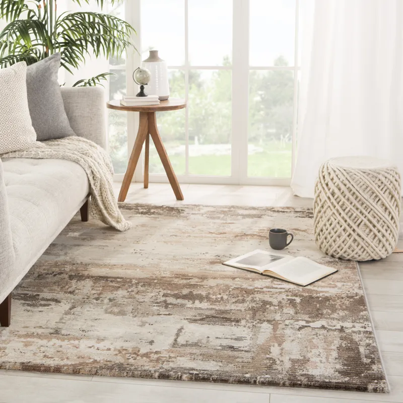 Dash Buxton Abstract Brown/ Light Gray Area Rug (5'3"X7'6")